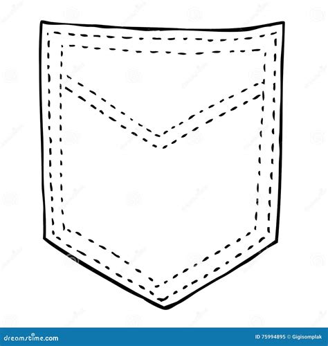 Hand Draw Sketch Of Empty Back Pocket Cartoon Vector Cartoondealer