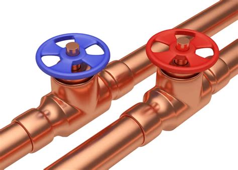 Red Valve On Copper Pipe Closeup Stock Photo Alexeysmirnov