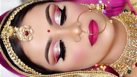 Summer Royal Indian Bridal Long Lasting Makeup Tutorial Glittery Eyes