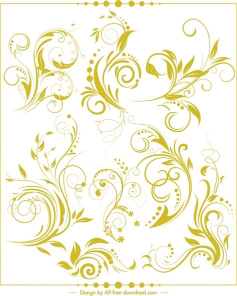 Decorative Background Flat Classical Green Curves Decor Vectors Images