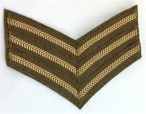 WW1 British Army Sergeants Cloth 3 Bar Chevron Insignia Rank