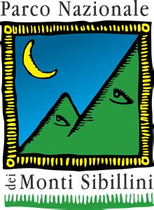 The Logo For Parc Nationale Monti Sibillini Is Shown In Green And Blue