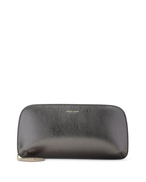 Giorgio Armani Leather Clutch Bag In Grey Lyst Uk