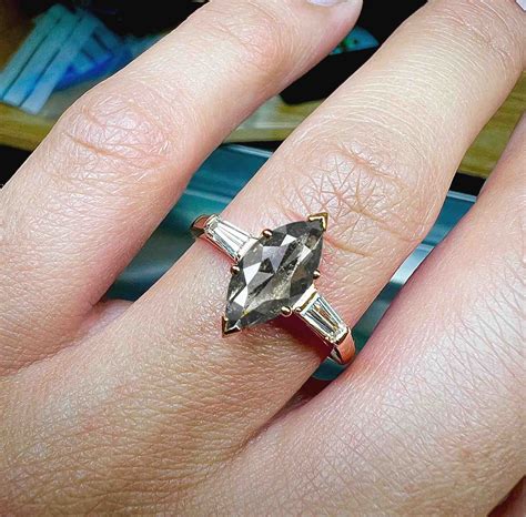 Marquise cut salt and pepper diamond ring - DIORAH JEWELLERS