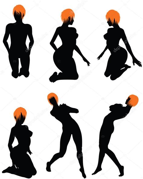 Desnudo sexy niñas silueta conjunto vector gráfico vectorial angelp