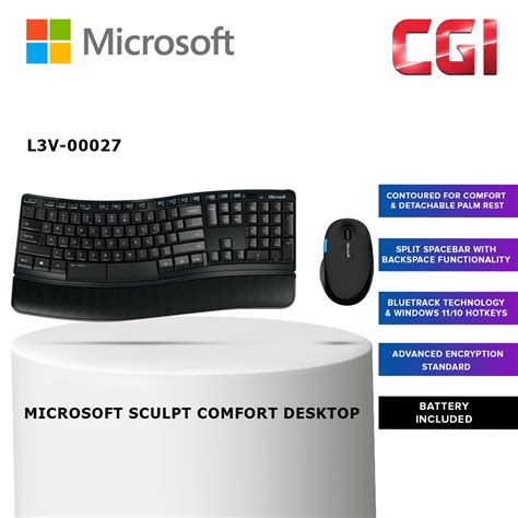 Microsoft Sculpt Comfort Desktop Wireless Combo Keyboard And Mouse L3v 00027 Shopee Malaysia