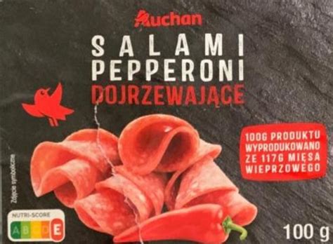 Salami peperoni dojrzewające Auchan kalorie kJ i wartości odżywcze