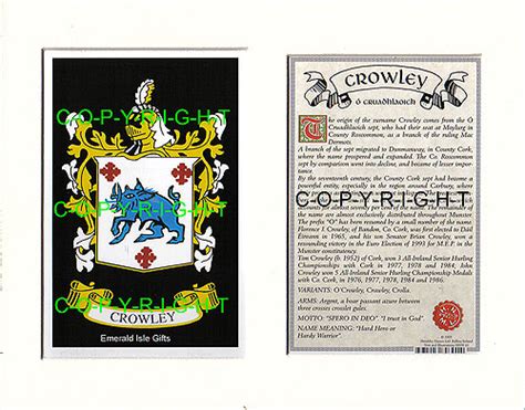 Heraldic Mounts - Crowley Family Crest and History