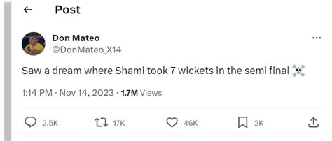 A Fan Predicted Mohammed Shami Will Take 7 Wickets In The Semi Final