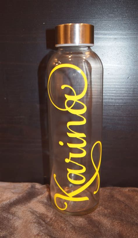 Glass Water Bottles Monogrammed Water Bottles Personalized Etsy