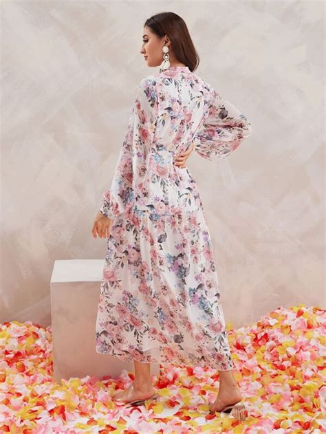 Shein Mulvari Floral Print Belted Shirt Dress Shein Usa