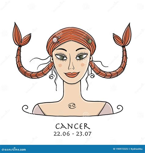 Ilustración Del Signo Del Zodiaco Del Cáncer Elemento De Agua Bello