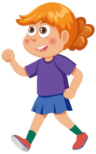 Linda Chica Caminando Personaje De Dibujos Animados Vector Premium