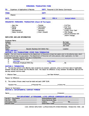 Fillable Online Apps Pittsburghpa PERSONNEL TRANSACTION FORM