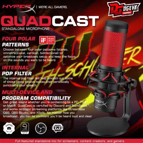 promo hyperx quadcast usb condenser gaming microphone recording