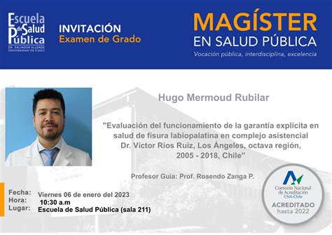 Invitaci N Examen De Grado Mag Ster En Salud P Blica Escuela De Salud