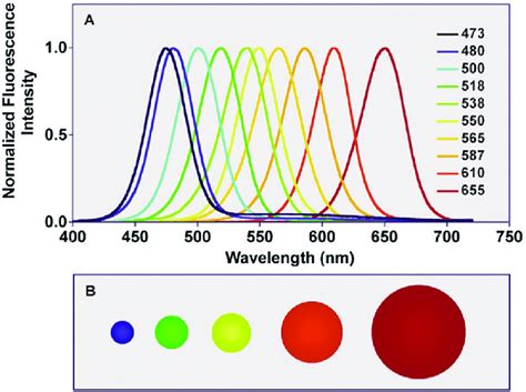 A Size Dependent Fluorescence Spectra Of Quantum Dots And B