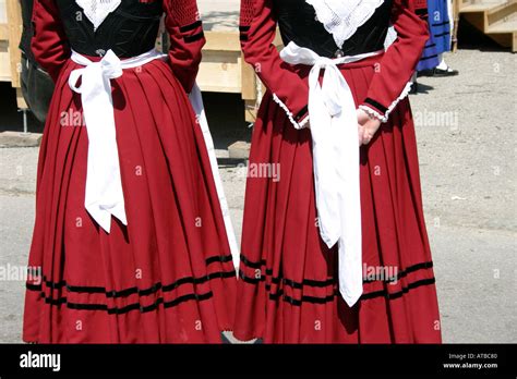 Young Girls Wearing Traditional Bavarian Dress And Costume White Apron