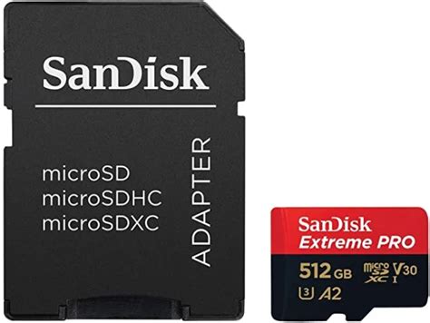 Sandisk Sdxc Micro 512gb Extreme Pro 200140mbs A2 Uhs I C10 V30