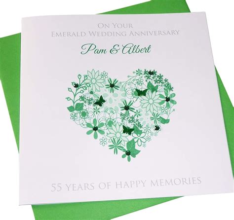 Handmade Personalised Emerald 55th Wedding Anniversary Card Amazon