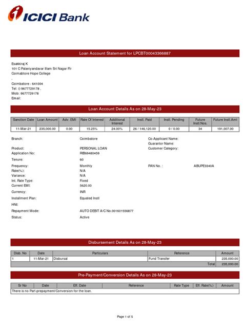 Loan Statement Pdf