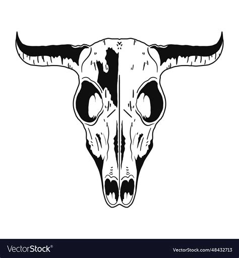 Bull skull style drawing icon Royalty Free Vector Image