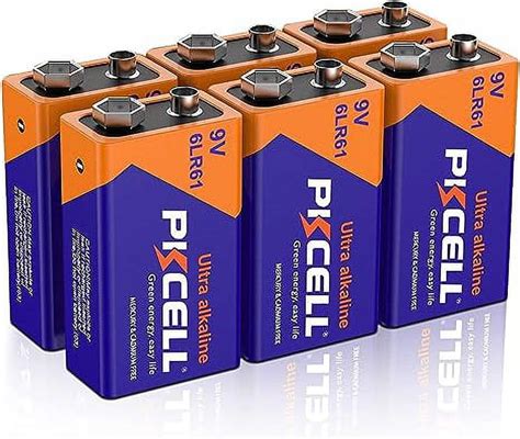 Pkcell Alkaline 9v Batteries 6lr61 9 Volt Batteries 6pcs