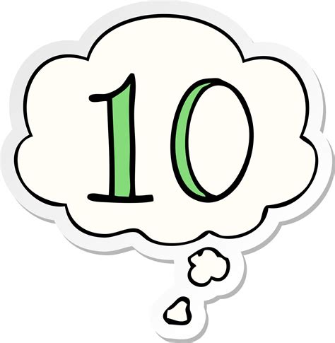 cartoon number 10 and thought bubble as a printed sticker 10034860 Vector Art at Vecteezy