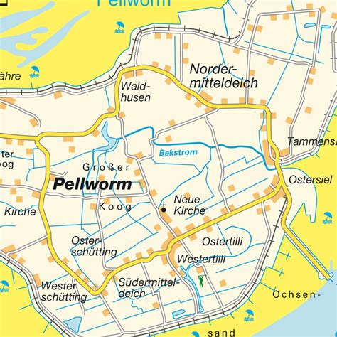 Stadtplan Pellworm, Deutschland. Karte und Routenplaner von hot-maps.