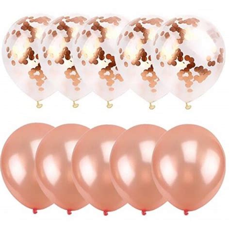 12 Rose Gold Latex Balloon And Confetti Balloon