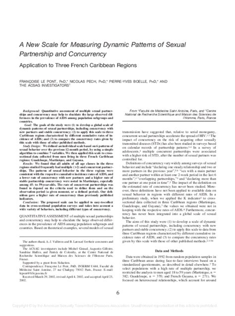 Pdf A New Scale For Measuring Dynamic Patterns Of Sexual Partnership And Concurrency