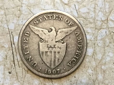 1907 S Us Philippines 1 Peso Silver Coin Usa Occupation Ebay