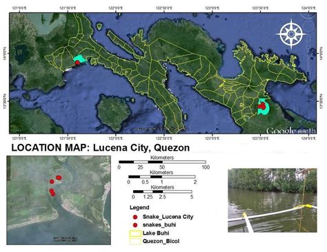 Topographical map of Lucena City, Quezon showing the sampling site ...