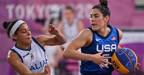 USA's Kelsey Plum takes on a member of Team Italy in a 3x3 basketball ...