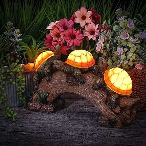 TERESA S COLLECTIONS Schildkröten Gartenfiguren Solar Gartenleuchte für