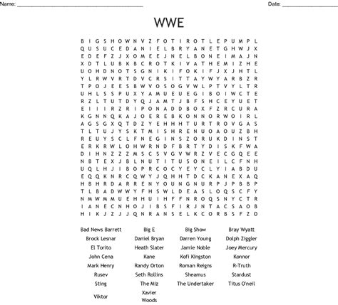 Wrestling Word Search Wordmint Free Printable Wwe Word Search