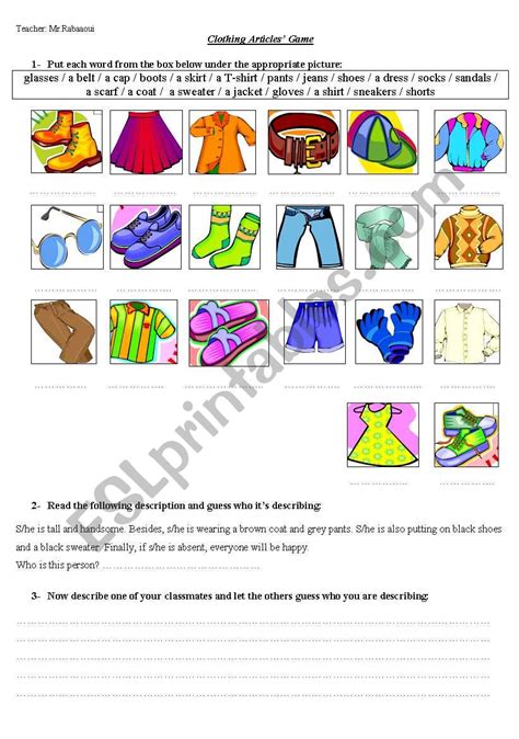 Describing People Clothes Esl Worksheet By Rabos1982