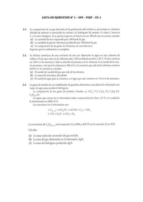 Lista De Ejercicios Dpi Fiqp Dise O De Plantas Industriales