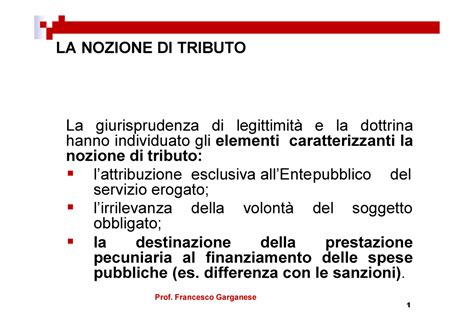 Lez N La Nozione Di Tributo E Il Principio Di Capacit