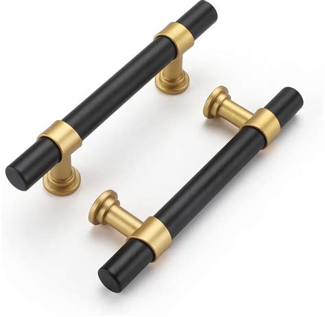 Haliwu 40 Pack Black Cabinet Pulls Black Gold Cabinet Handles Barrel