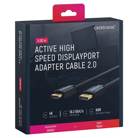 Clicktronic câble adaptateur actif DisplayPort HDMI 2 0 5 mètres