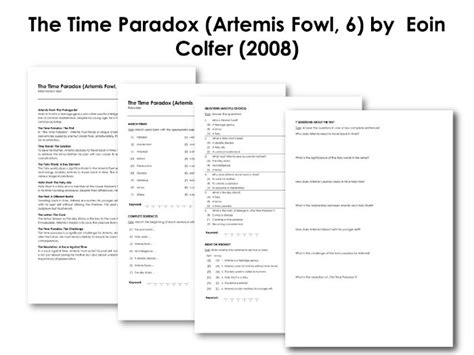 The Time Paradox Artemis Fowl 6 By Eoin Colfer 2008 Teaching