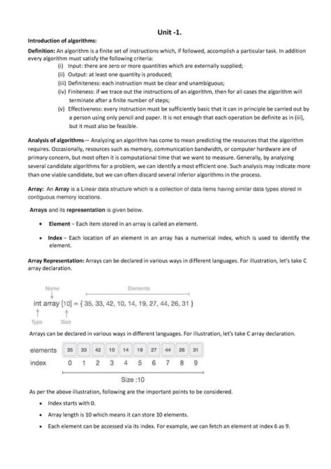 Data Structure And Algorithms Unit 1 Introduction Of Algorithms