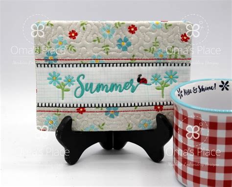 Seasonal Mug Rug Set Omas Place Machine Embroidery Designs