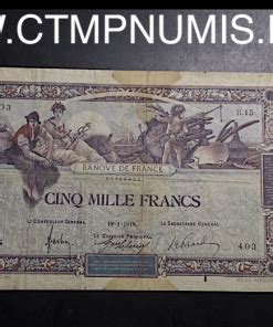 BILLET 5000 FRANCS FLAMENG DU 18 01 1918 RARE CTMP NUMIS Achat