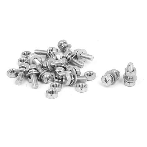 Sourcingmap M X Mm Stainless Steel Phillips Hex Head Bolts Nuts