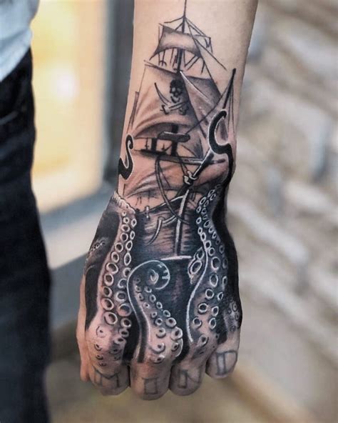 Ship Tattoo Sleeves Ocean Sleeve Tattoos Octopus Tattoos Elbow