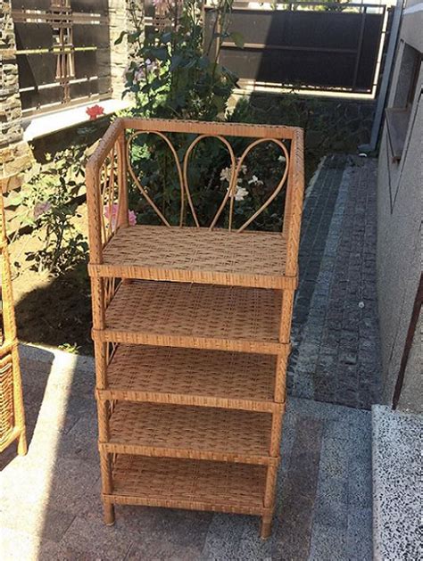 Rattan Bookshelf Wicker Free Standing Bookshelf Handmade Rattan Shelf