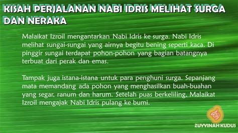 Kisah Perjalanan Nabi Idris Melihat Surga Dan Neraka Hari Ke