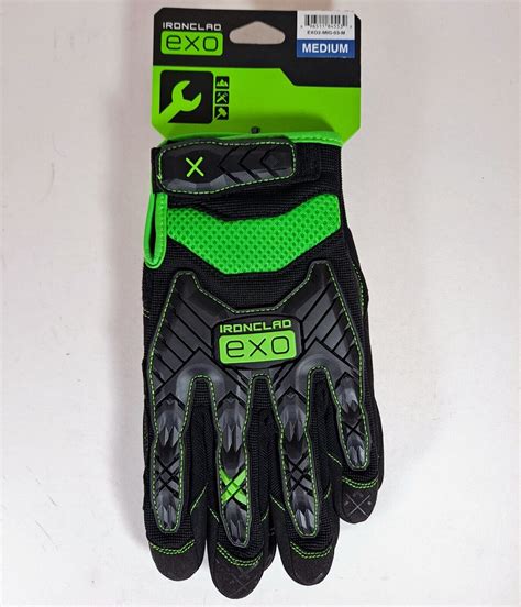 Ironclad Gloves Exo Mig Motor Impact Garage Junkie Green Black Size